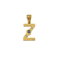 18K Gold Anhänger Buchstabe Z mit blauen und weißen Kristallen auf strahlender Textur - Buchstabe Z Stil (PJ-00007-Z)