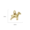 Detailansicht eines kleinen goldenen Hundeanhängers mit Maßen von 8mm x 10mm - Hund (PJ-00018)