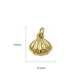 Detaillierte Makroansicht der Maße des 10mm goldenen Edelstahl-Muschelanhängers - Muschel (PJ-00018)