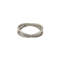Eleganter silberner Überkreuz-Ring aus 316 Titanstahl mit funkelnder Zirkonia-Einlage - US 5 / Stahlfarben