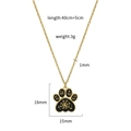 Goldene Edelstahl Hundepfote Halskette mit schwarzem Emaille und 40cm+5cm Kettendetails - Spinnennetz Pfote
