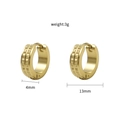 Goldene 4mm Edelstahl Creolen mit gerändelter Anti-Rutsch-Struktur und 13mm Durchmesser - Gerändeltes Textur-Stil (ED-00147-17) / Gold