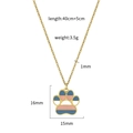 Gold cat paw necklace with pink and blue enamel pendant, 40cm chain dimensions shown - Cat Paw Style (XL-00119) / Blue And White Paw