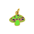Pendentif champignon vert avec taches bleues et détails violets pour bijoux DIY - Champignon de dessin animé vert avec points bleus (PJ-00002-Champignon 5)