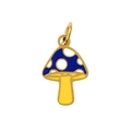 Pendentif champignon émaillé bleu et jaune doré pour la création de bijoux DIY - Champignon ajouré bordé bleu et jaune (PJ-00002-Champignon 6)