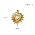 Ciondolo cuore in acciaio inossidabile placcato oro 18k con raggi solari da 22mm x 18mm - Cuore Radiante