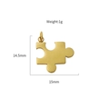 Golden puzzle piece pendant in stainless steel, dimensions 14.5mm x 15mm, 1g weight - Puzzle Style 1