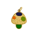 Pendentif champignon coloré en alliage doré avec émail pour la création de bijoux DIY - Champignon Multicolore Bleu Orange Vert (PJ-00002-Champignon 8)
