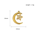 Ciondolo a forma di luna e stella dorato con strass 19mm x 14mm per creazione gioielli DIY - Stella e Luna