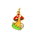 Pendentif champignon coloré avec points en émail rouge et placage d'or pour bijoux - Champignon à pois rouges et blancs style herbe (PJ-00002-Champignon 9)