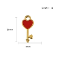 Ciondolo a chiave a cuore placcato oro 18k con smalto rosso e misura di 20mm - Chiave