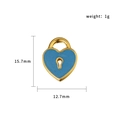 Ciondolo lucchetto a cuore in smalto azzurro placcato oro 18k, misura 15,7mm - Lucchetto