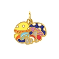 Pendentif champignon en émail coloré avec anneau doré pour bijoux DIY - Champignon au style coloré et vif (PJ-00002-Champignon 13)