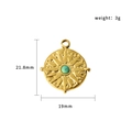 Ciondolo a raggiera placcato oro 18k con perla turchese, charm fai-da-te 21,8x19 mm - Bussola
