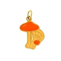 Pendentif champignon en émail orange avec bords dorés pour la création de colliers - Champignon orange aux couches distinctes