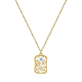 Collana con ciondolo a tarocchi dorati con motivo a rose e perla blu su sfondo bianco - Stile Rosa Traforata (XL-00165-8)