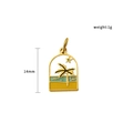 Goldener Bogenanhänger mit sommerlicher Strandlandschaft aus Emaille in Blau, 14mm - Sommer Kokosnussbaum (PJ-00010-Tree)