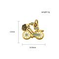 Blue enamel bicycle pendant charm in gold alloy measuring 12mm by 14.8mm - Blue Bicycle (PJ-00010-Bicycle)