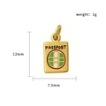 Golden Passport enamel charm pendant with green white red flag colors 12x7.5mm - Passport Plate (PJ-00010-Passport)