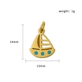 Golden sailboat charm with cyan enamel dots for DIY jewelry 14mm by 12mm size - Golden Boat Sailboat (PJ-00010-Boat)