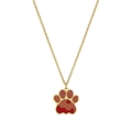 Charming golden chain necklace with a reddish-brown paw print pendant for women - Cat Paw Style (XL-00119) / Red And Pink Footprint