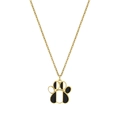 Golden necklace featuring a cute cat paw pendant with black and white enamel stripes - Cat Paw Style (XL-00119) / Black And White Paw