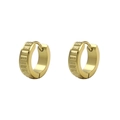Goldene Huggie-Ohrringe mit mattem Finish und strukturierter Oberfläche aus Edelstahl - Gefurchtes Textur-Stil (ED-00147-18) / Gold