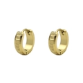 Industrielle goldene Huggie-Ohrringe mit polierter und mattierter strukturierter Oberfläche - Rechteckiger Block-Textur-Stil (ED-00147-20) / Gold