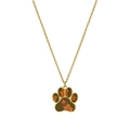 Golden paw print pendant necklace with colorful floral patterns and starry elements - Yellow Flower Paw