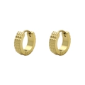 Minimalist 18K gold plated hoop earrings with textured vertical ridges and gear design - Longitudinal Stripe Style (ED-00147-21)