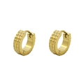 18K vergoldete Edelstahl Creolen mit geprägtem Schachbrettmuster für Damen Mode - Schachbrett-Textur-Stil (ED-00142-8) / Gold