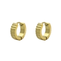 Minimalist gold-plated hoop earrings with vertical grooved texture and matte finish - Serrated Texture Style (ED-00147-22)