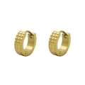 Goldene Edelstahl-Ohrringe mit modernem 3-reihigem, geprägtem Karomuster-Design - Karomuster-Prägestil (Nr. ED-00142-9) / Gold