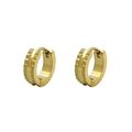Minimalistische 18K vergoldete Edelstahl-Creolen mit Zahnradmuster und poliertem Mittelstreifen - Zahnradförmiger 3D-Textur-Stil (ED-00142-10) / Gold