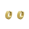 Orecchini huggie in acciaio inossidabile placcato oro 18K con design a costine - Stile a Costine Orizzontali (ED-00142-11)