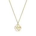 Elegante goldene Titanstahlkette mit hohlem Tierpfotenabdruck und rosa Herzen - Weiße Herzpfote