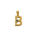 Goldener 18K Buchstabe B Anhänger mit blauem Edelstein und weißen Zirkonia Steinen - Buchstabe B Stil (PJ-00007-B)