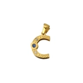 18K vergoldeter Buchstabe C Anhänger mit blauen und weißen Zirkonia-Steinen - Buchstabe C Stil (PJ-00007-C)