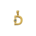 18K Gold Anhänger Buchstabe D Halskette mit blauen und weißen Zirkonia-Steinen - Buchstabe D Stil (PJ-00007-D)