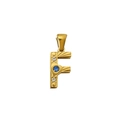 18K Gold Anhänger Buchstabe F mit blauem Herzstein und weißen Kristallen - Buchstabe F Stil (PJ-00007-F)