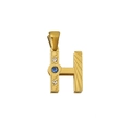 18K Gold Anhänger Buchstabe H mit Kristallen und strukturierter Oberfläche - Buchstabe H Stil (PJ-00007-H)