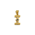 18K Gold Anhänger Buchstabe I mit blauem und weißem Stein auf gestreiftem Metall - Buchstabe I Stil (PJ-00007-I)