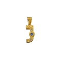 Goldener 18K Buchstabe J Anhänger Halskette mit blauem Edelstein und Zirkonia - Buchstabe J Stil (PJ-00007-J)