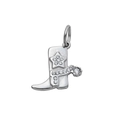 Cowboystiefel-Anhänger in Silber mit funkelnden Zirkon-Inlays für DIY-Schmuckherstellung - Stahlfarbene Stiefel (PJ-00022)