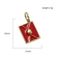 Roter Emaille-Umschlag-Anhänger mit goldenem Herzsiegel und Edelstahlring 15x11mm - Roter Emaille Goldbeutel (PJ-00022)