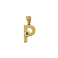 18K vergoldeter P-Anhänger mit blauem Edelstein und Zirkonia-Inlay für Damen - Buchstabe P Stil (PJ-00007-P)