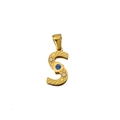 Goldener 18K Anhänger Buchstabe S mit blauem Edelstein und Kristallverzierungen - Buchstabe S Stil (PJ-00007-S)