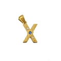 18K vergoldeter Anhänger Buchstabe X mit blauem Edelstein und funkelnden Kristallen - Buchstabe X Stil (PJ-00007-X)