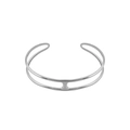 Brazalete abierto de doble capa en acero de titanio plateado con diseño geométrico mate - Brazalete de Doble Capa / Color acero