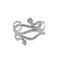 Bracelet jonc serpent argenté ajustable avec texture d'écailles détaillée pour hommes et femmes - Forme de Serpent / Argent